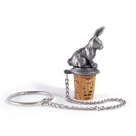 Bouchon en liège avec lapin en étain