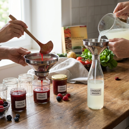 Entonnoir à confitures et jus en inox avec réducteur